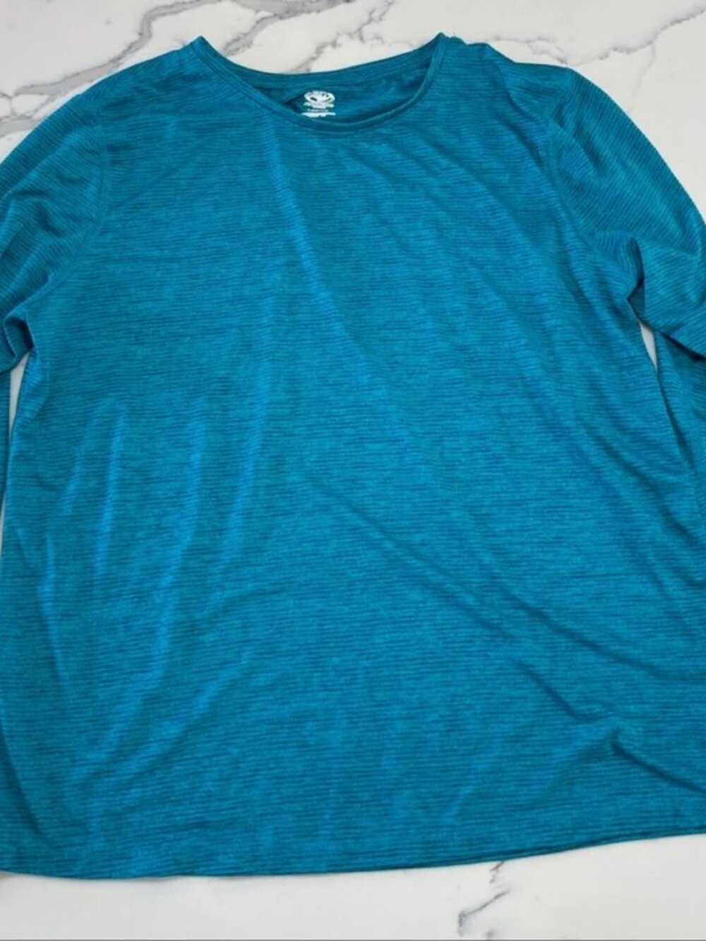 Athletic Works Womens Teal Heathered Long Sleeve Shirt L